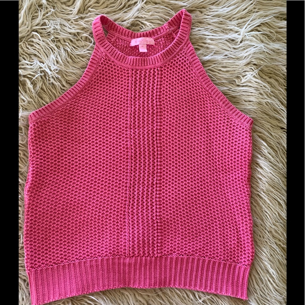 Lily Pulitzer halter neck sweater dark pink medium